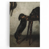 Dark Academia Wall Art - Vintage Gothic Dachshunds in a Shadowy Room