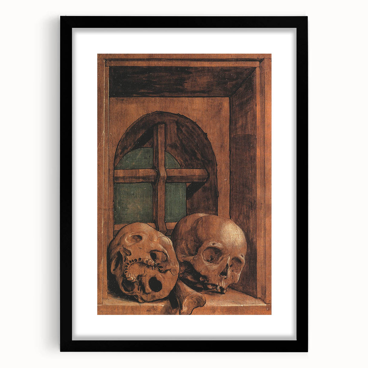 Dark Academia Wall Art - Vintage Gothic Skulls by the Window