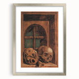 Dark Academia Wall Art - Vintage Gothic Skulls by the Window