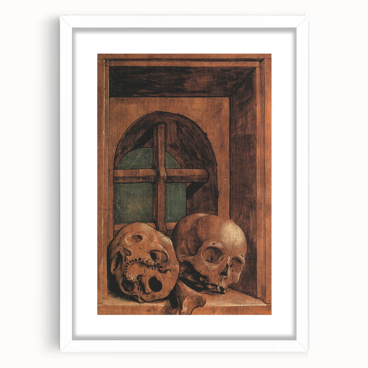 Dark Academia Wall Art - Vintage Gothic Skulls by the Window