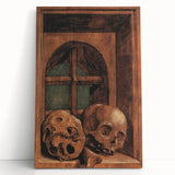 Dark Academia Wall Art - Vintage Gothic Skulls by the Window
