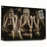 Dark Academia Wall Art - Three Skeletons Gothic Print - Moody Decor