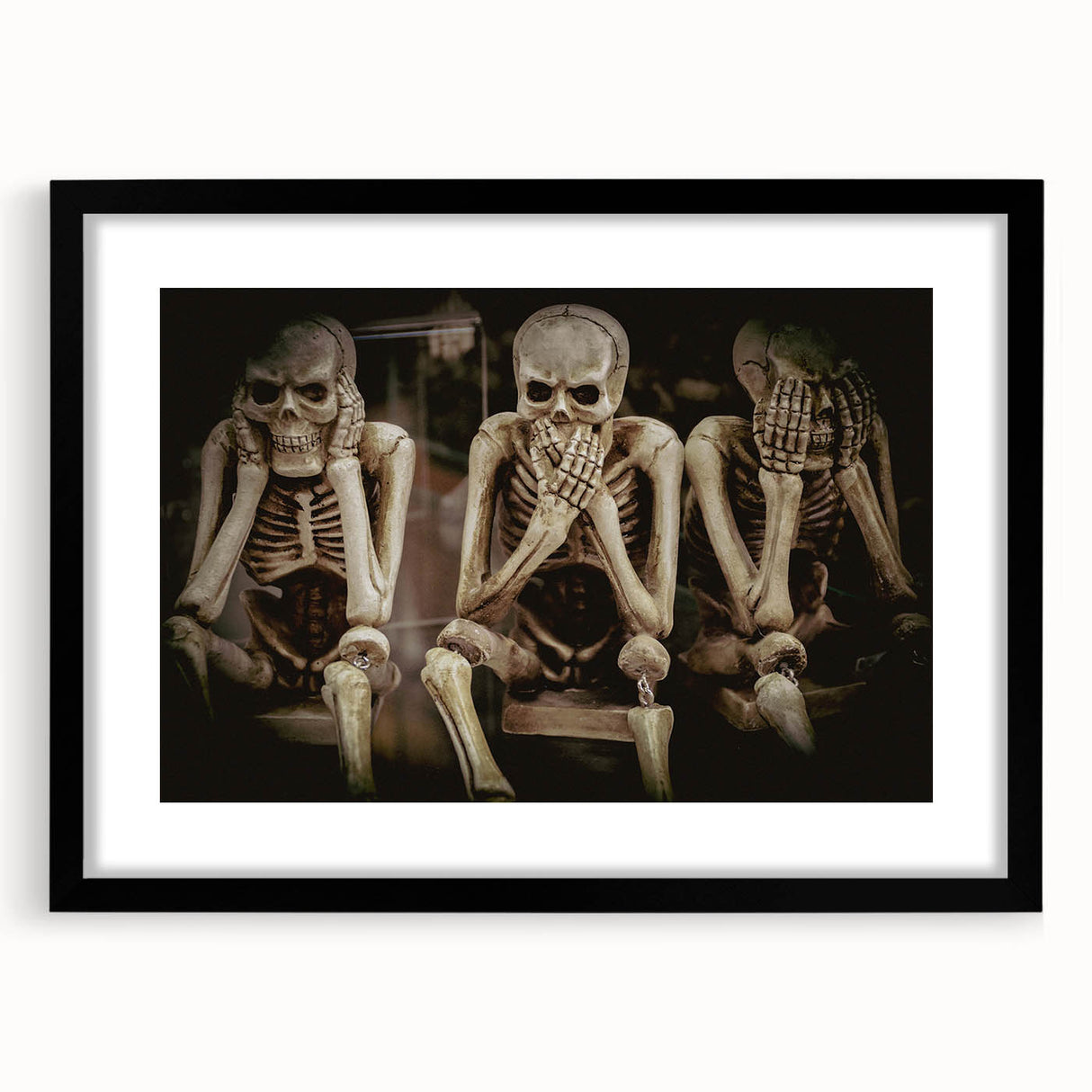 Dark Academia Wall Art - Three Skeletons Gothic Print - Moody Decor