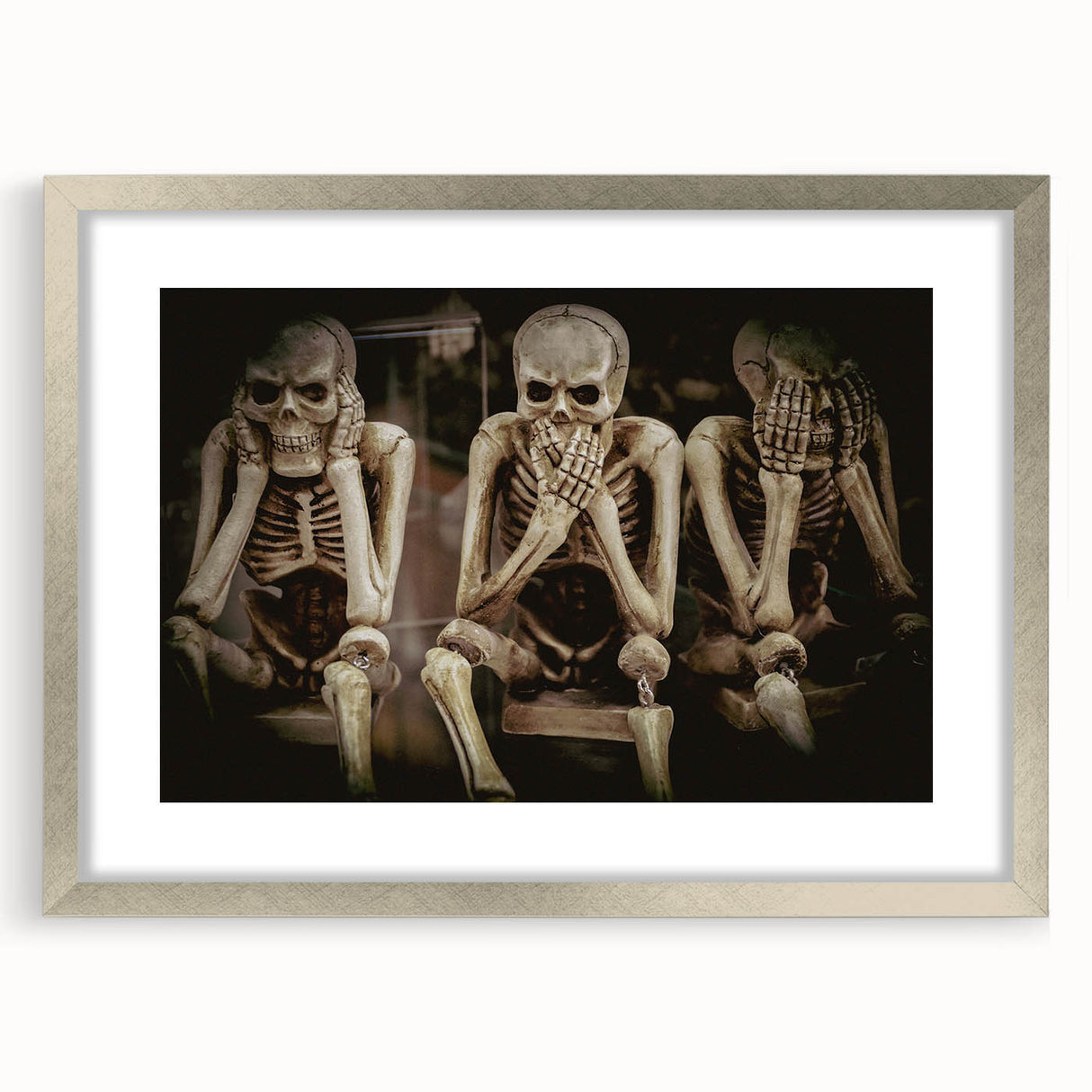 Dark Academia Wall Art - Three Skeletons Gothic Print - Moody Decor
