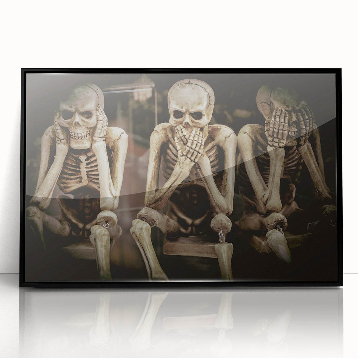Dark Academia Wall Art - Three Skeletons Gothic Print - Moody Decor