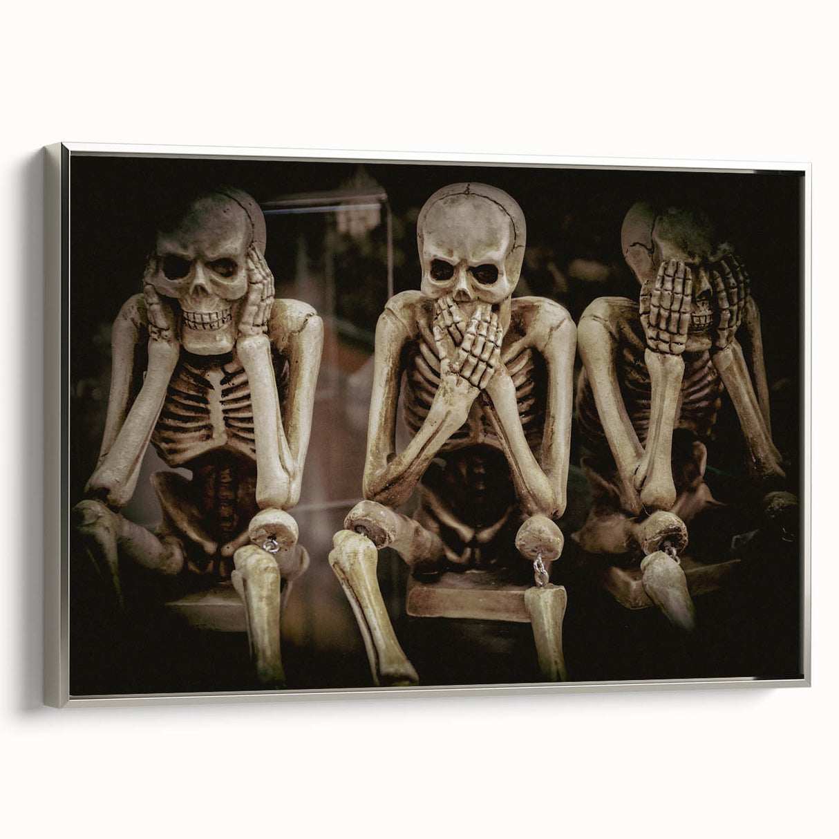 Dark Academia Wall Art - Three Skeletons Gothic Print - Moody Decor