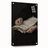 Dark Academia Wall Art - Vintage Gothic Hands Holding an Open Book