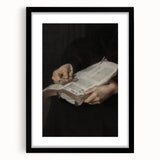 Dark Academia Wall Art - Vintage Gothic Hands Holding an Open Book