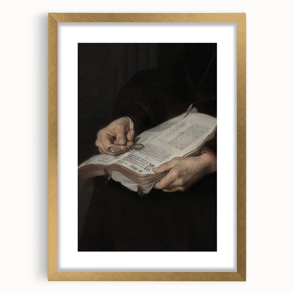 Dark Academia Wall Art - Vintage Gothic Hands Holding an Open Book