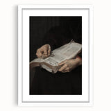 Dark Academia Wall Art - Vintage Gothic Hands Holding an Open Book