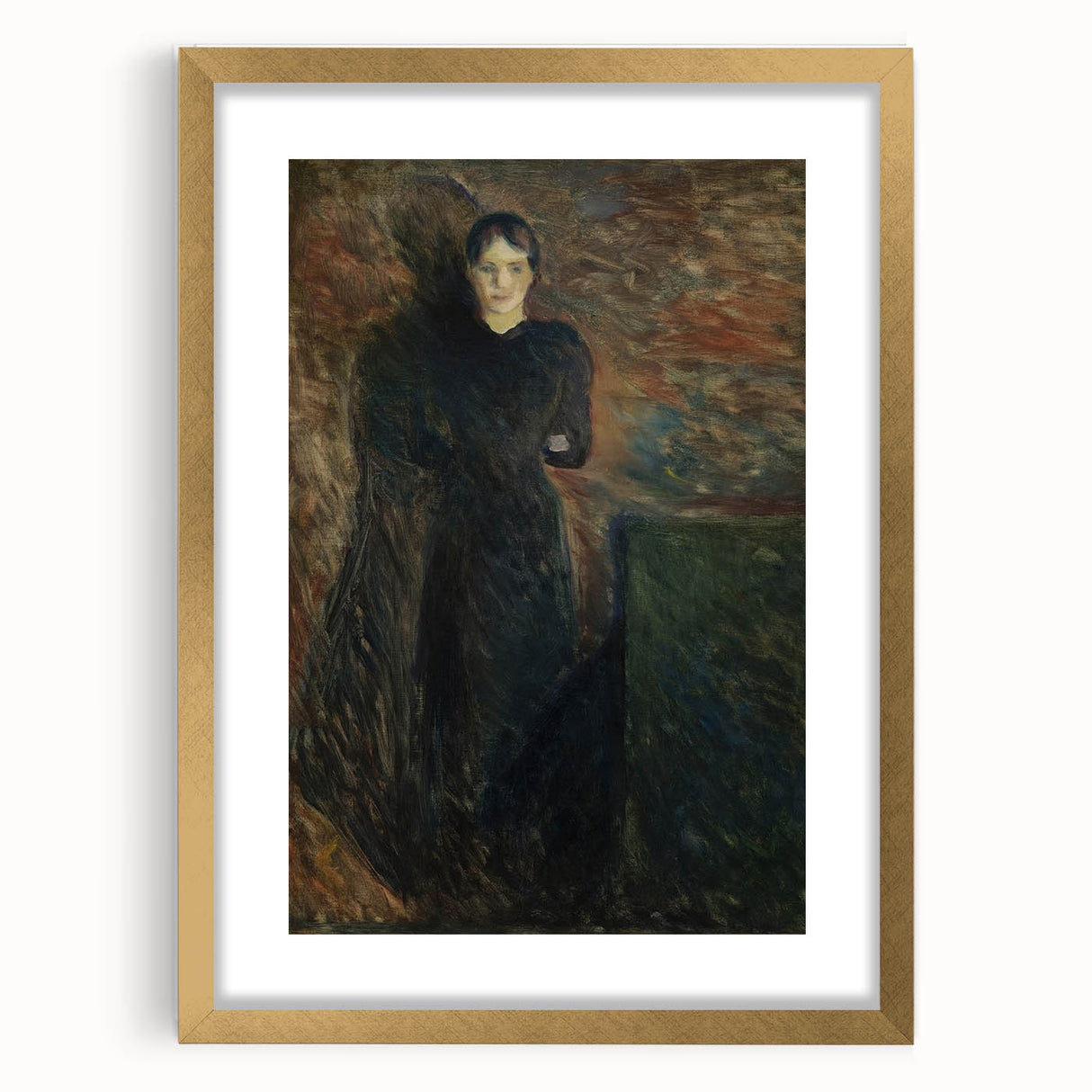 Shadowy Dark Academia Wall Art - Vintage Woman in Moody Abstract Scene