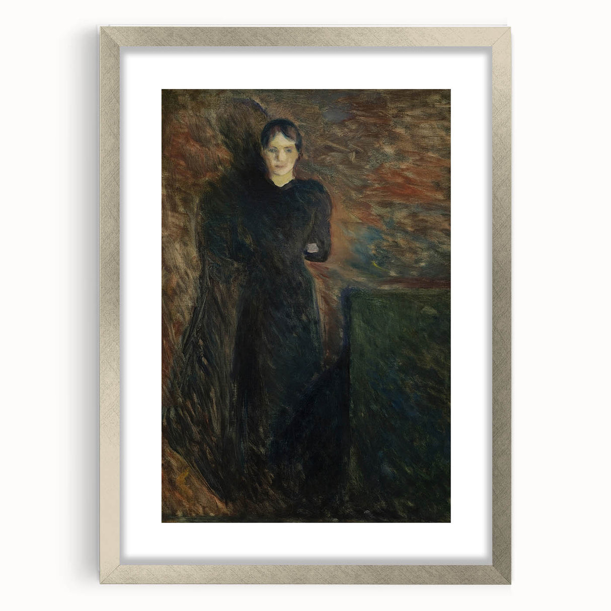Shadowy Dark Academia Wall Art - Vintage Woman in Moody Abstract Scene