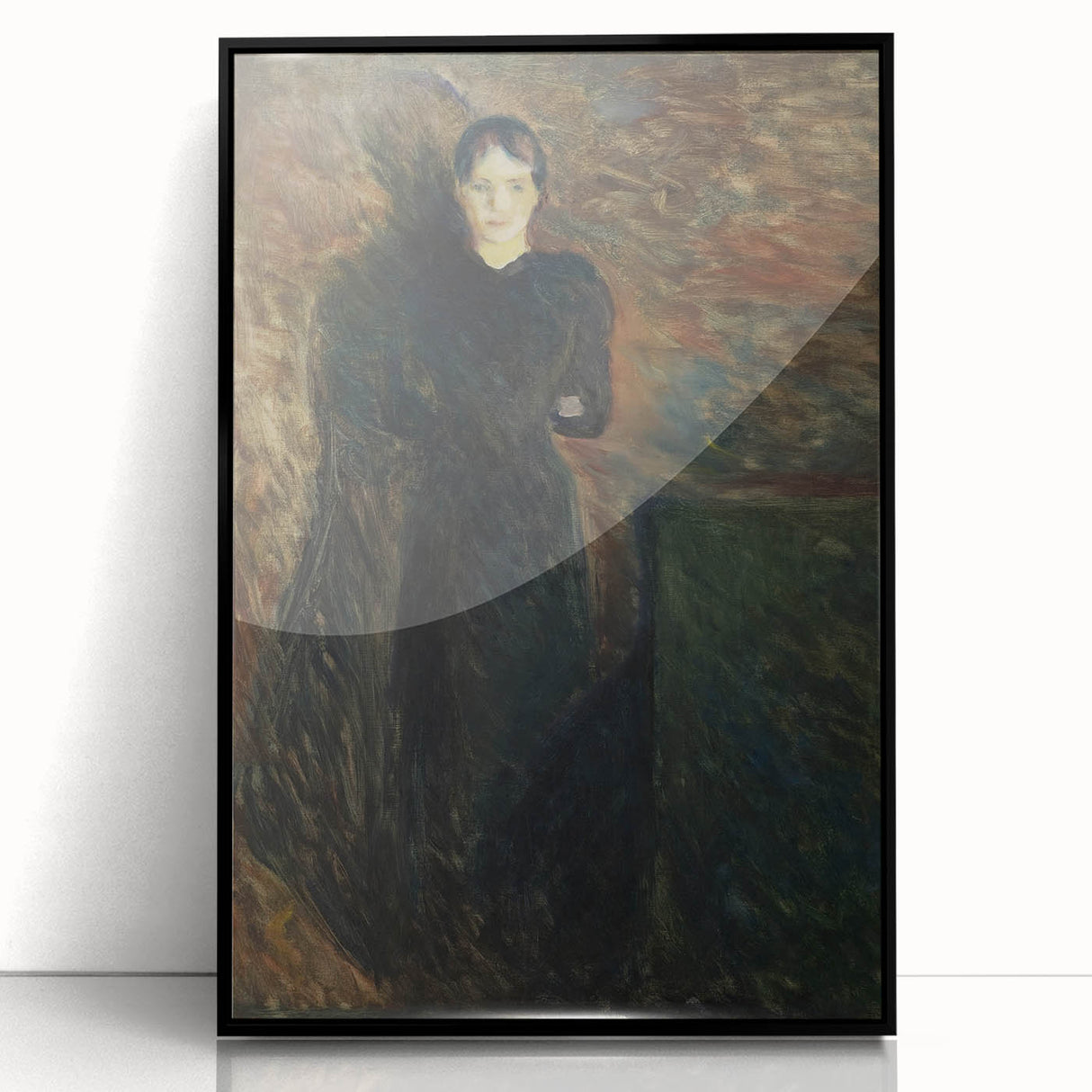 Shadowy Dark Academia Wall Art - Vintage Woman in Moody Abstract Scene