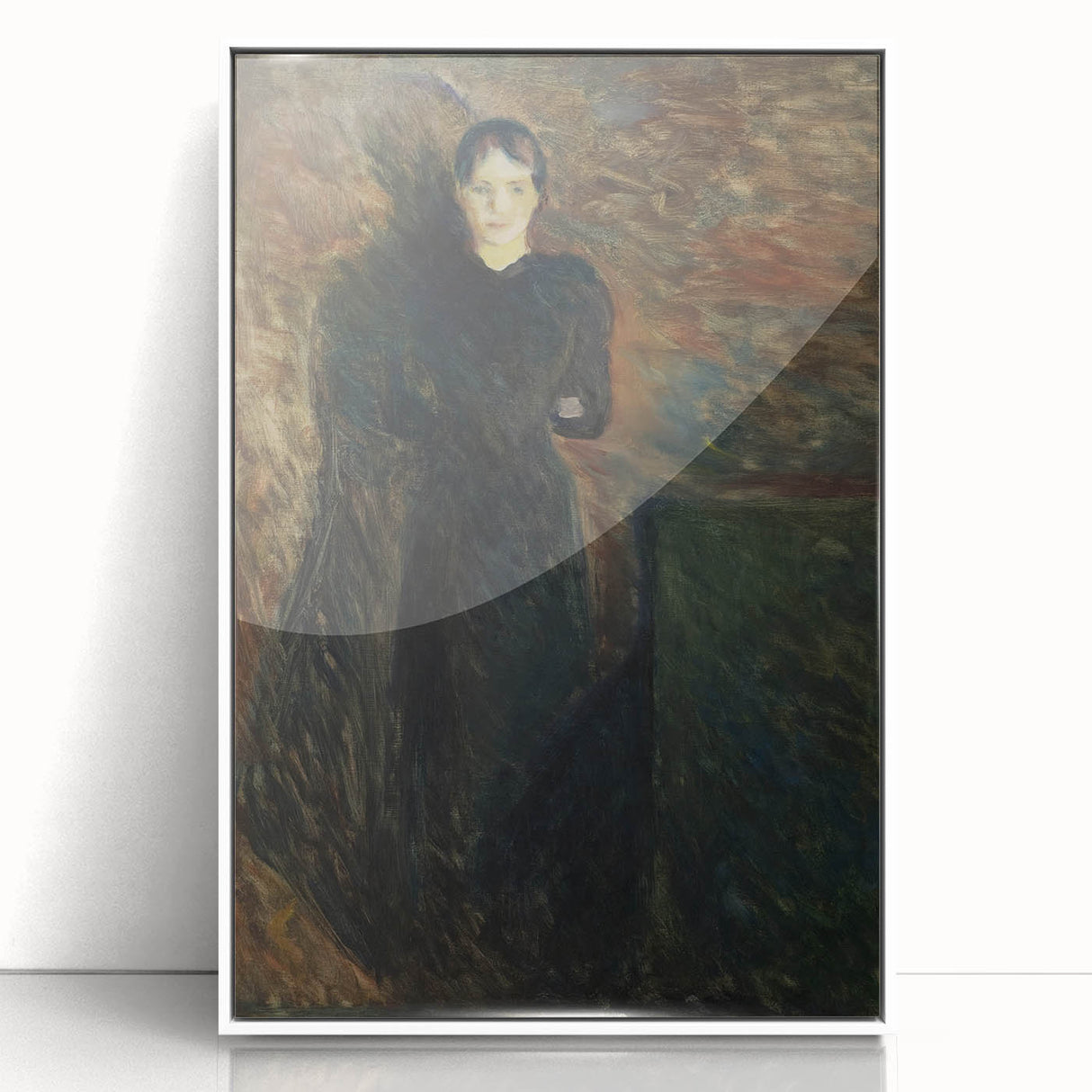 Shadowy Dark Academia Wall Art - Vintage Woman in Moody Abstract Scene