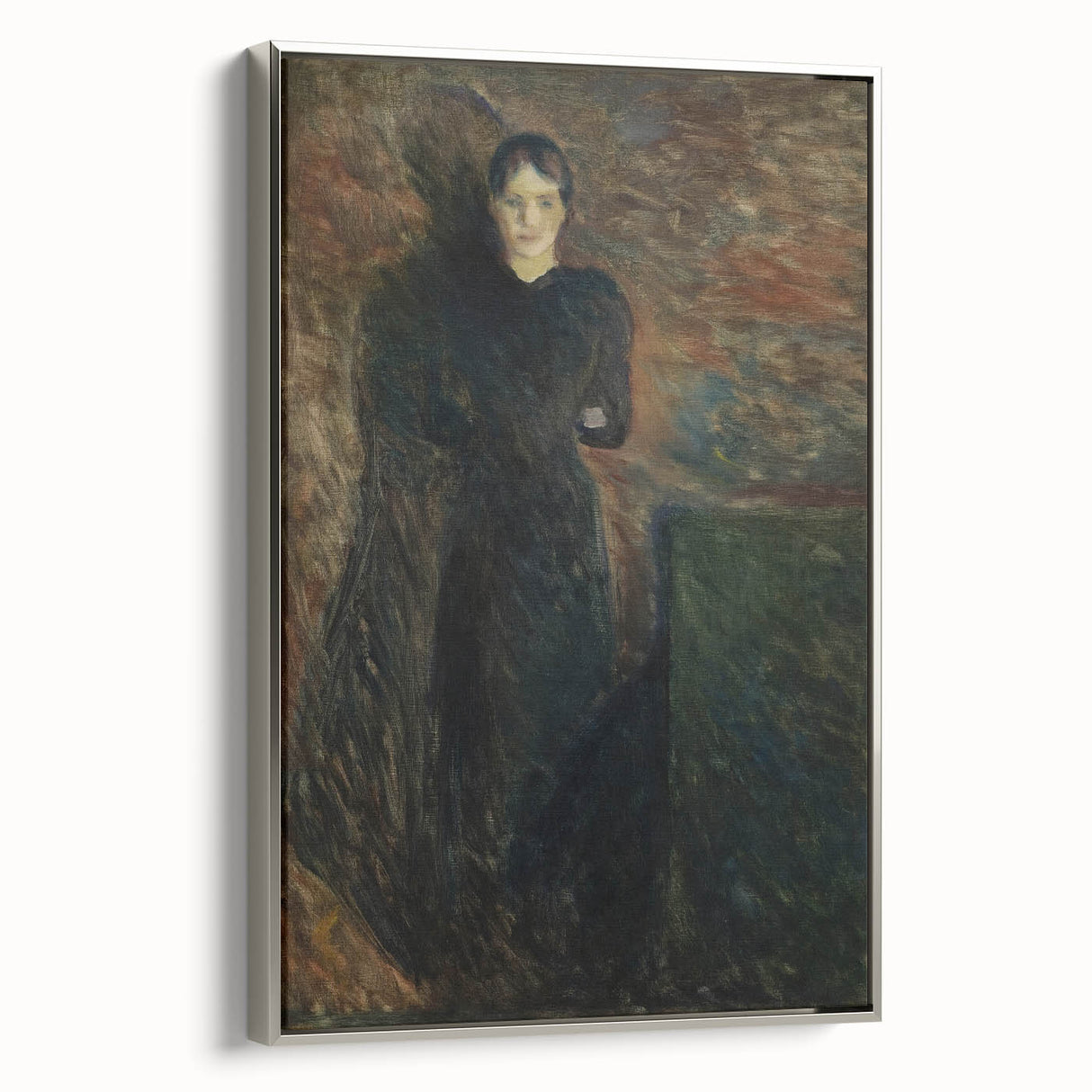 Shadowy Dark Academia Wall Art - Vintage Woman in Moody Abstract Scene