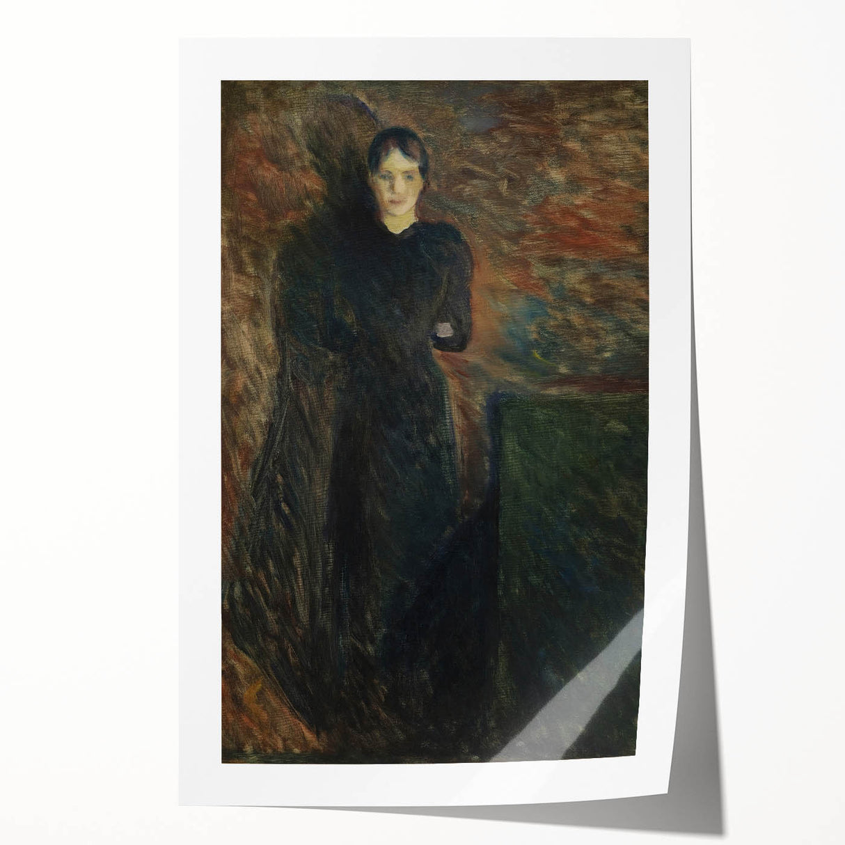 Shadowy Dark Academia Wall Art - Vintage Woman in Moody Abstract Scene