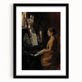 Dark Academia Wall Art - Vintage Gothic Woman Playing Piano by Candlelight