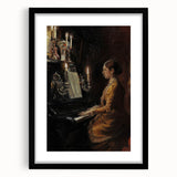Dark Academia Wall Art - Vintage Gothic Woman Playing Piano by Candlelight