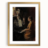 Dark Academia Wall Art - Vintage Gothic Woman Playing Piano by Candlelight