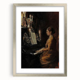 Dark Academia Wall Art - Vintage Gothic Woman Playing Piano by Candlelight