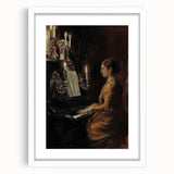 Dark Academia Wall Art - Vintage Gothic Woman Playing Piano by Candlelight