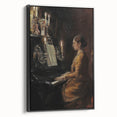 Dark Academia Wall Art - Vintage Gothic Woman Playing Piano by Candlelight