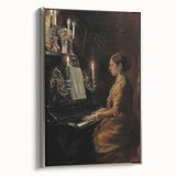 Dark Academia Wall Art - Vintage Gothic Woman Playing Piano by Candlelight