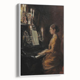 Dark Academia Wall Art - Vintage Gothic Woman Playing Piano by Candlelight