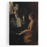 Dark Academia Wall Art - Vintage Gothic Woman Playing Piano by Candlelight