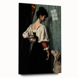 Dark Academia Wall Art - Vintage Gothic Woman and Dog in Thoughtful Pose