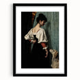 Dark Academia Wall Art - Vintage Gothic Woman and Dog in Thoughtful Pose
