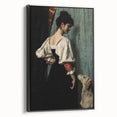 Dark Academia Wall Art - Vintage Gothic Woman and Dog in Thoughtful Pose