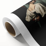 Dark Academia Wall Art - Vintage Gothic Woman and Dog in Thoughtful Pose