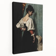 Dark Academia Wall Art - Vintage Gothic Woman and Dog in Thoughtful Pose
