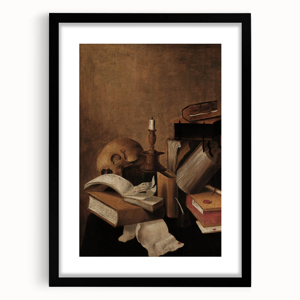 Dark Academia Wall Art - Vintage Gothic Still Life with Books and Skull