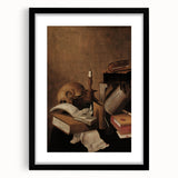 Dark Academia Wall Art - Vintage Gothic Still Life with Books and Skull