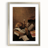 Dark Academia Wall Art - Vintage Gothic Still Life with Books and Skull
