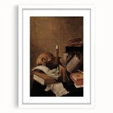 Dark Academia Wall Art - Vintage Gothic Still Life with Books and Skull