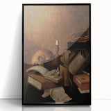 Dark Academia Wall Art - Vintage Gothic Still Life with Books and Skull