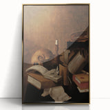 Dark Academia Wall Art - Vintage Gothic Still Life with Books and Skull