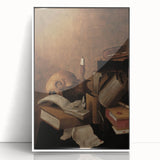Dark Academia Wall Art - Vintage Gothic Still Life with Books and Skull