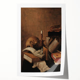 Dark Academia Wall Art - Vintage Gothic Still Life with Books and Skull
