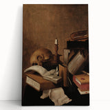 Dark Academia Wall Art - Vintage Gothic Still Life with Books and Skull