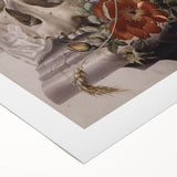Skull with Floral Crown | Dark Academia Vintage Gothic Wall Art Print