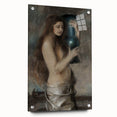 Dark Academia Wall Art - Vintage Gothic Woman Holding Vase in Thought