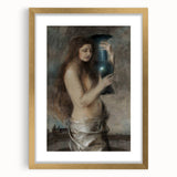 Dark Academia Wall Art - Vintage Gothic Woman Holding Vase in Thought
