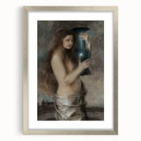 Dark Academia Wall Art - Vintage Gothic Woman Holding Vase in Thought