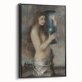 Dark Academia Wall Art - Vintage Gothic Woman Holding Vase in Thought