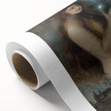 Dark Academia Wall Art - Vintage Gothic Woman Holding Vase in Thought