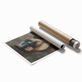 Dark Academia Wall Art - Vintage Gothic Woman Holding Vase in Thought